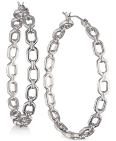 Shop Ivanka Trump Open Geometric Hoop Earrings In Silver