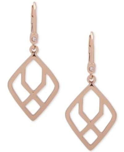 Shop Ivanka Trump Rose Gold-tone Open Drop Earrings In Pink