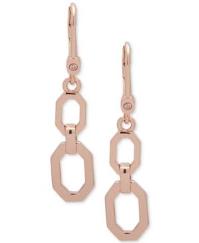Shop Ivanka Trump Rose Gold-tone Open Double-drop Earrings In Pink