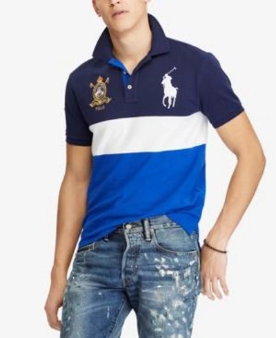 Shop Polo Ralph Lauren Men's Big & Tall Classic-fit Mesh Polo Shirt In Sapphire Star Multi
