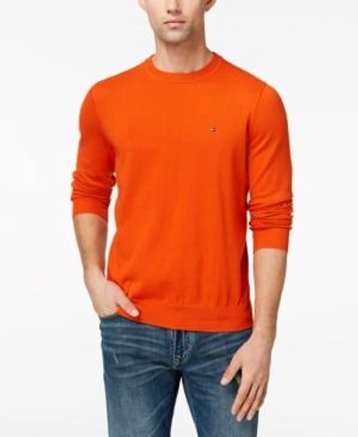 Shop Tommy Hilfiger Signature Solid Crew-neck Sweater, Created For Macy's In Pureed Pumpkin