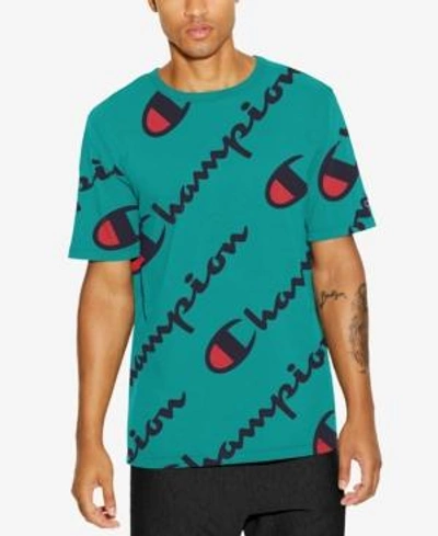 Shop Champion Men's Heritage Script T-shirt In Teal