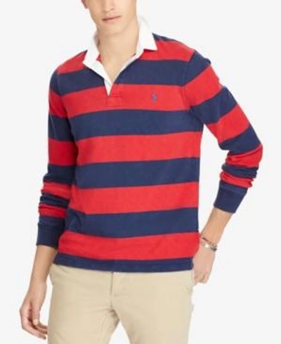 Iconic Striped Rugby Polo Shirt, Ralph Lauren Red And Blue Rugby Shirt
