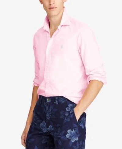 Shop Polo Ralph Lauren Men's Slim Fit Garment Dyed Chino Shirt In Carmel Pink