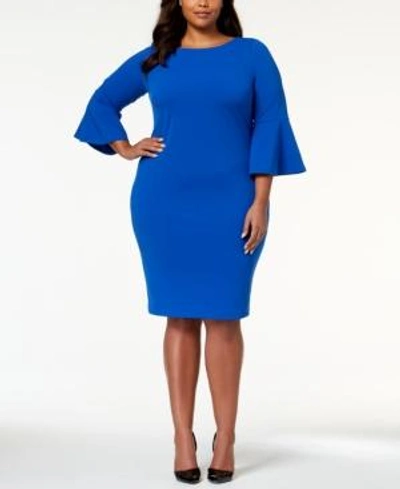 Shop Calvin Klein Plus Size Bell-sleeve Sheath Dress In Capri