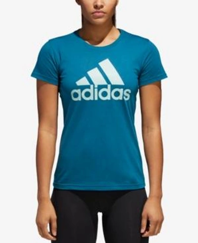 Shop Adidas Originals Adidas Classic Logo T-shirt In Real Teal / Ash Green