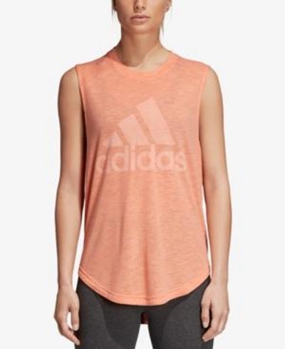 Shop Adidas Originals Adidas Winners Melange Sleeveless T-shirt In Real Coral