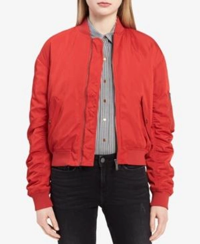 Shop Calvin Klein Jeans Est.1978 Bomber Jacket In Pompeian Red