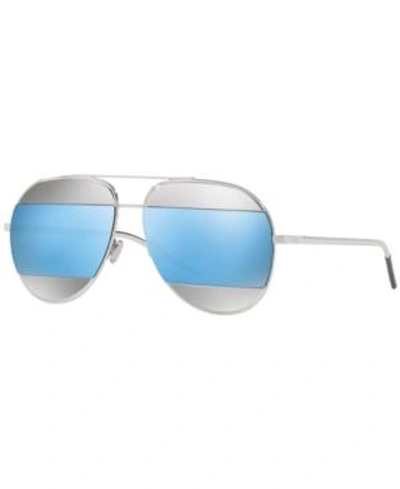 Shop Dior Sunglasses, Cd Split1 In Silver / Blue Mirror