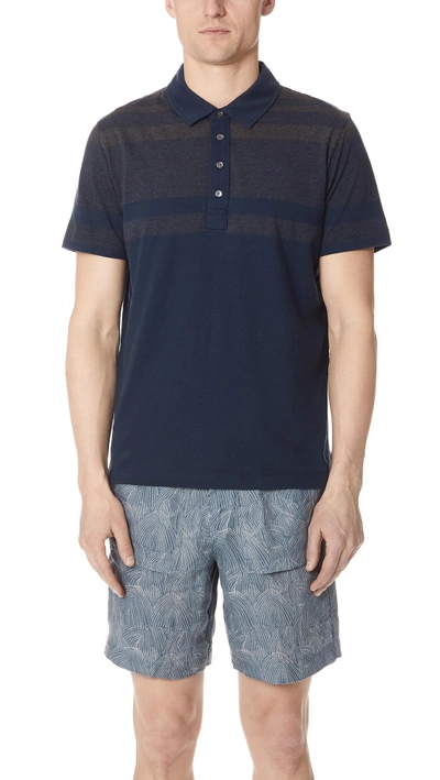 Shop Billy Reid Gradient Polo Shirt In Navy/black