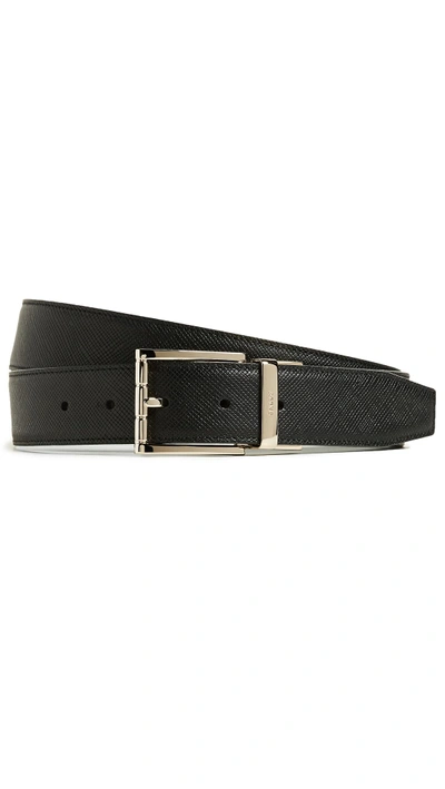 Shop Bally Astor Adjustable Reversible Belt In Black/black