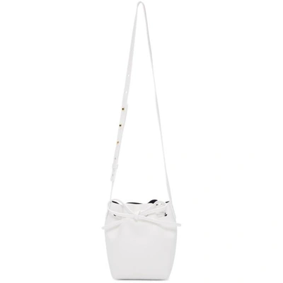 Shop Mansur Gavriel White Mini Mini Bucket Bag In White/blu