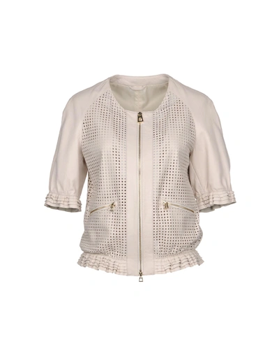 Shop Diego M Biker Jacket In Beige