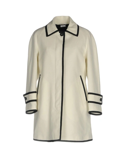 Shop Thom Browne Overcoats In White