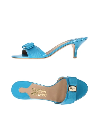 Shop Ferragamo Sandals In Turquoise