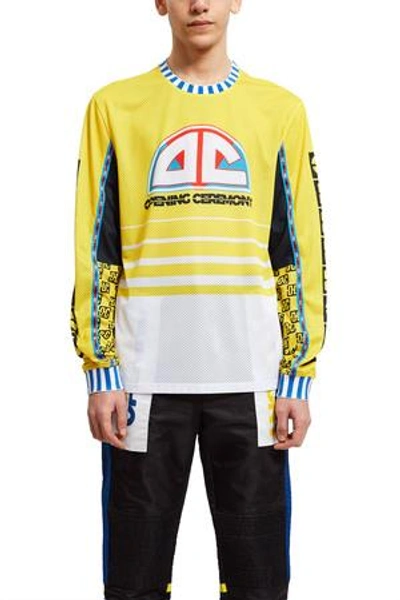 Shop Opening Ceremony Moto Mesh Long-sleeve Tee In Flash Yellow