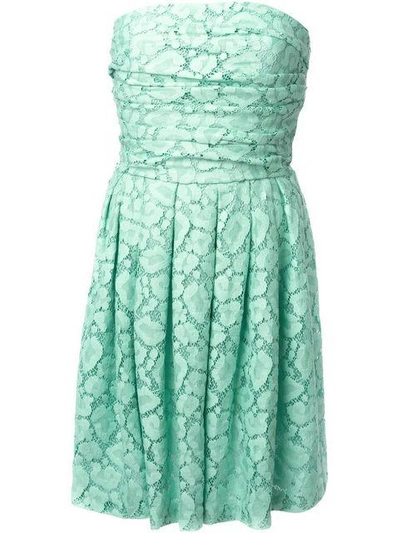 Shop Moschino Cheap & Chic Lace Strapless Dress In Green