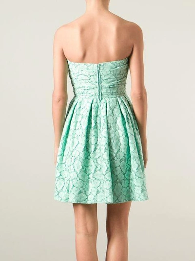 Shop Moschino Cheap & Chic Lace Strapless Dress In Green