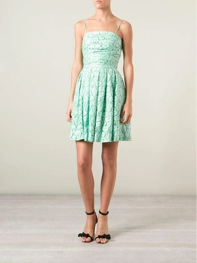 Shop Moschino Cheap & Chic Lace Strapless Dress In Green