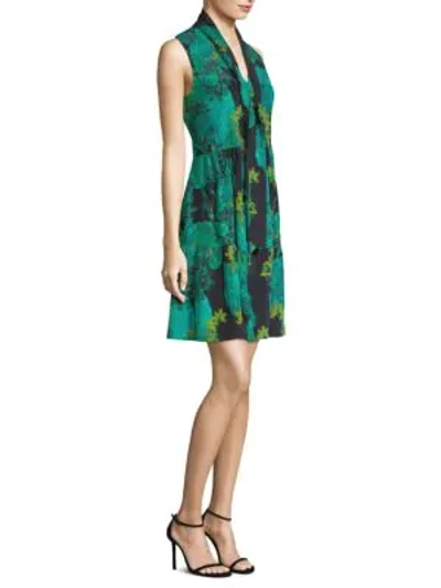 Shop Kobi Halperin Printed Sleeveless Silk Dress In Sea Green Multi