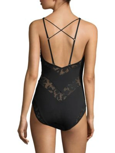 Shop Gottex Swim Water Lily Lace One-piece In Black