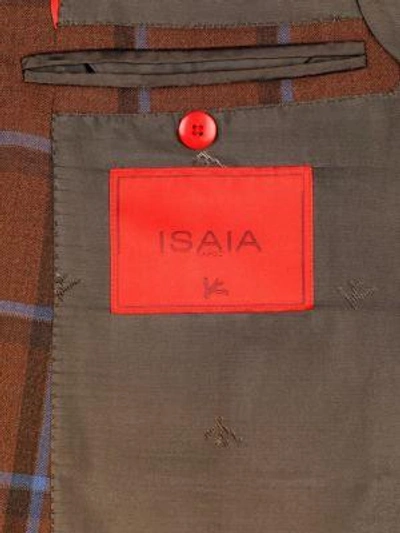 Shop Isaia Regular-fit 3d Windowpane Jacket In Brown