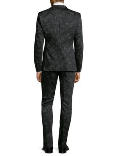 Shop Strellson Cale Madden Slim-fit Floral Suit In Charcoal