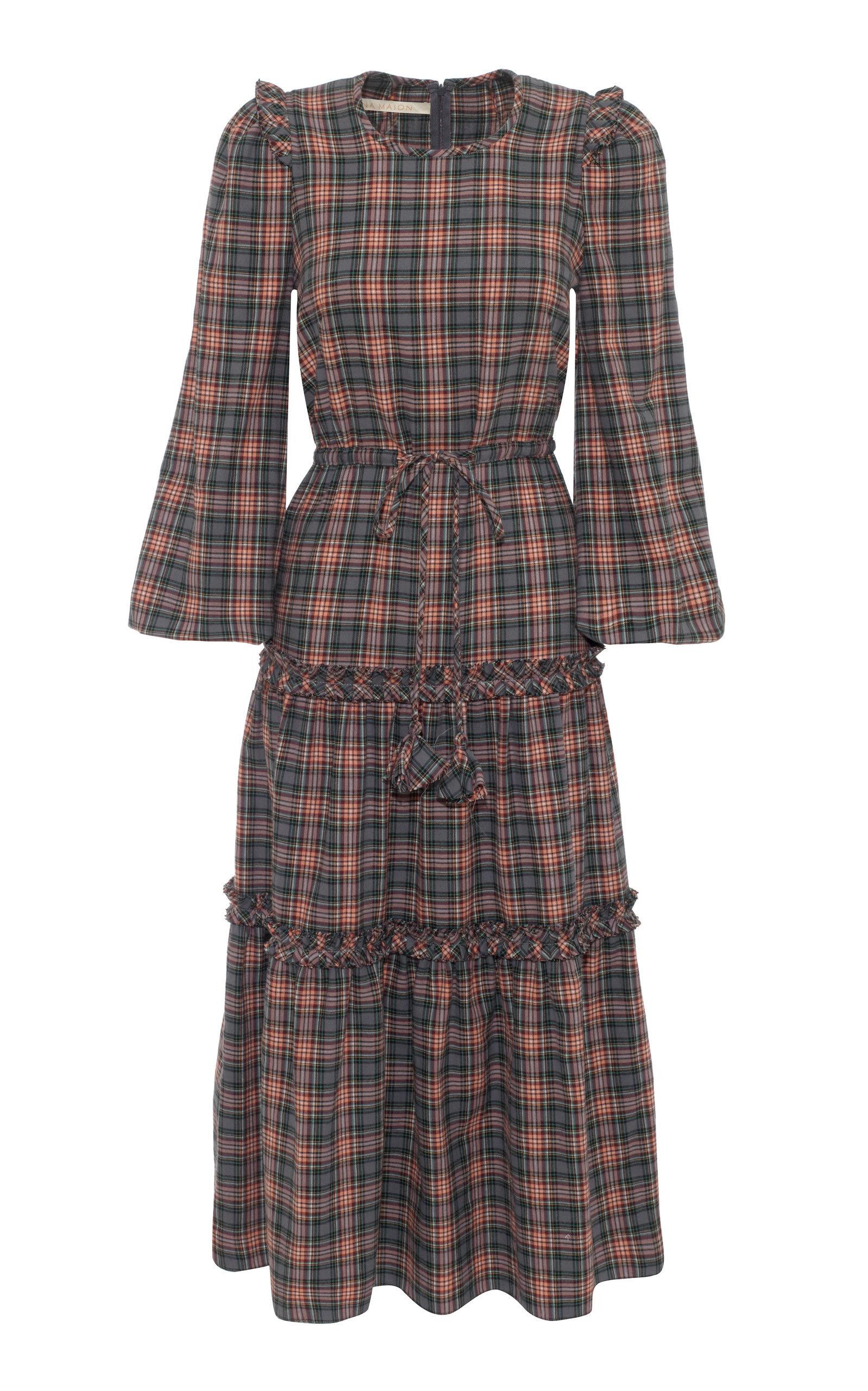 Anna Mason Christy Check Print Midi Dress In Multi | ModeSens