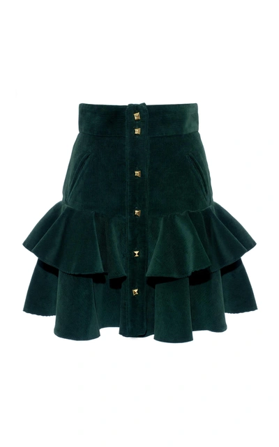 Shop Anna Mason Carmen Ruffle Mini Skirt In Green