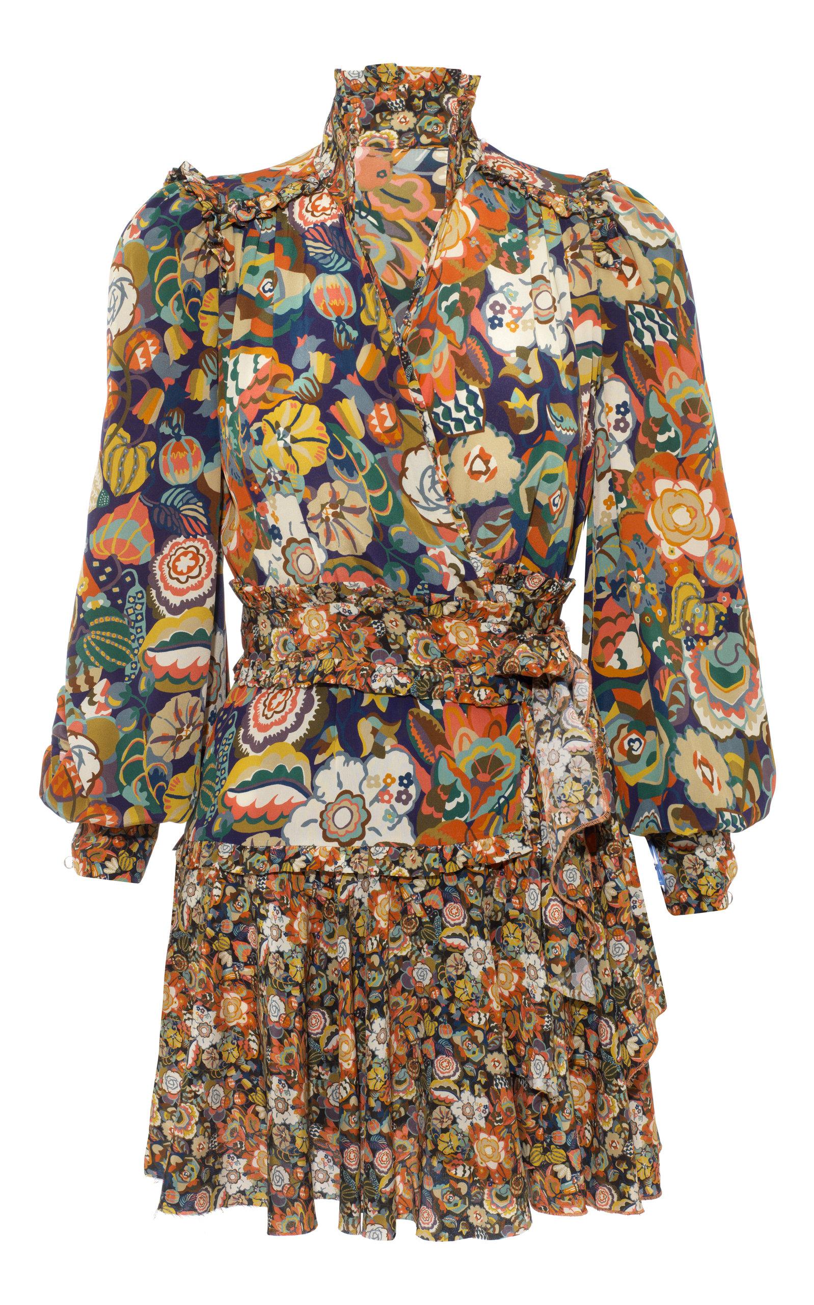 Anna Mason Stella Silk Mini Dress In Multi | ModeSens