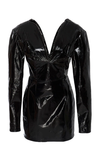 Shop Zeynep Arcay Mini Heart Leather Dress In Black