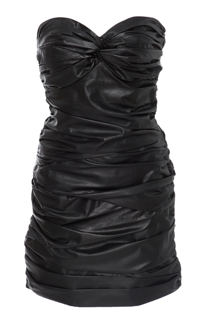 Shop Zeynep Arcay Strapless Leather Dress In Black