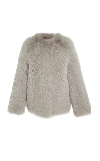 Shop Zeynep Arcay Fox Fur Jacket In Grey