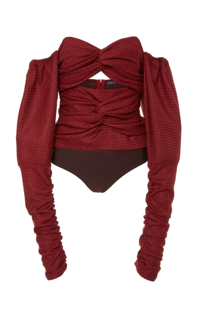 Shop Zeynep Arcay Off-the-shoulder Bodysuit In Red