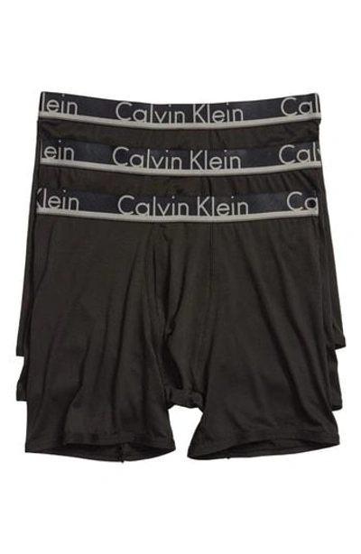 Shop Calvin Klein 3-pack Comfort Microfiber Boxer Briefs In Black