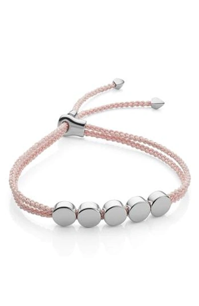 Shop Monica Vinader Linear Bead Friendship Bracelet In Ballet Pink/ Silver