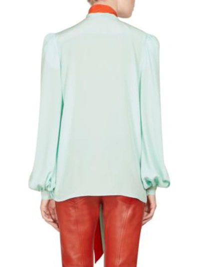 Shop Givenchy Silk Tie-neck Blouse In Mint Green