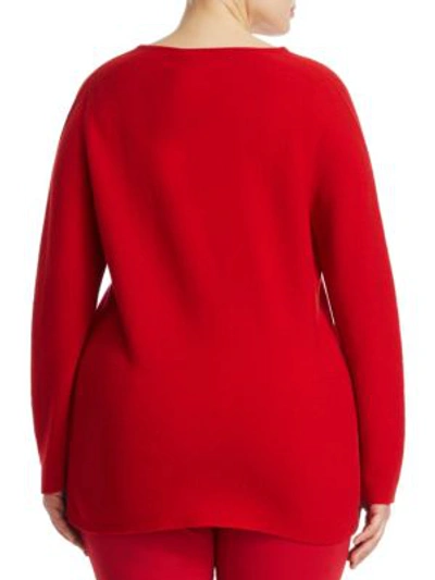 Shop Marina Rinaldi Knit V-neck Sweater In Red