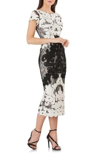 Shop Js Collections Soutache Lace Midi Dress In Ivory/ Black