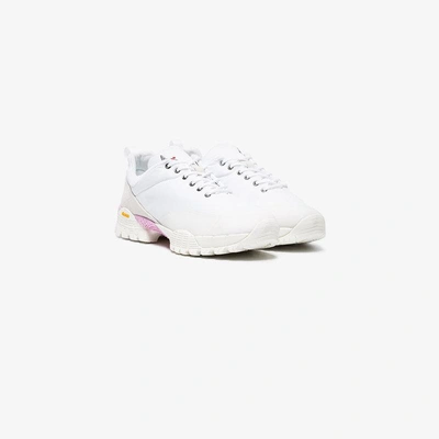 Shop Roa White Oblique Rippy Suede Sneakers