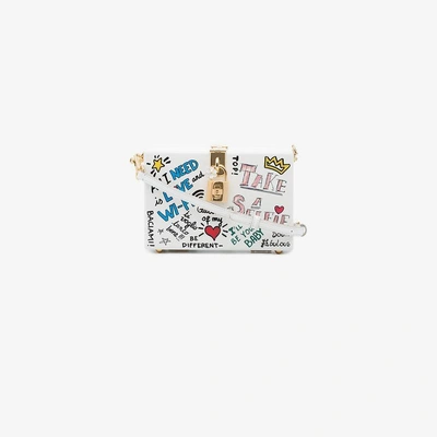 Shop Dolce & Gabbana Graffiti Print Leather Box Bag In White