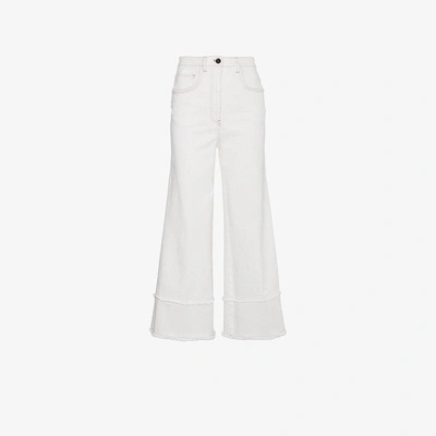 Shop Miu Miu High Waisted Cropped Jeans In White