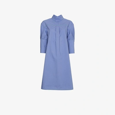 Shop Marni Short Sleeved Poplin Shirt Dress In Blue