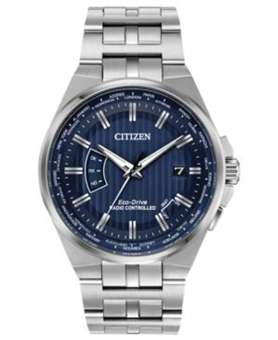 Shop Citizen Eco-drive Men's World Perpetual A-t Stainless Steel Bracelet Watch 42mm In Silver
