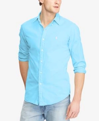 Shop Polo Ralph Lauren Men's Classic Fit Garment Dyed Chino Shirt In Hammond Blue