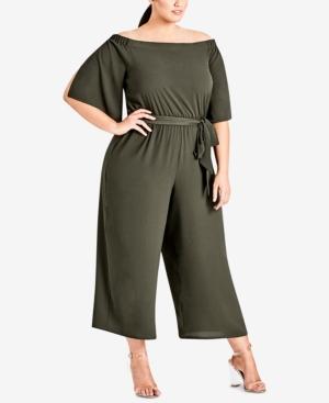 city chic off shoulder jumpsuit
