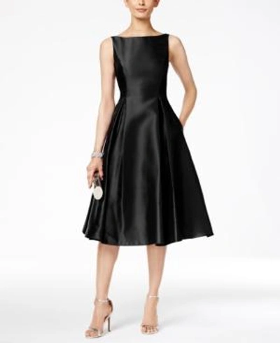 Shop Adrianna Papell Boat-neck A-line Dress In Black