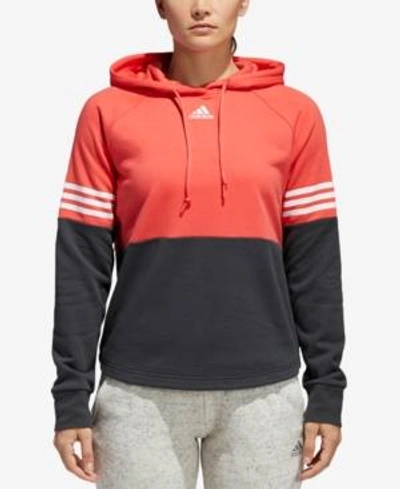 Shop Adidas Originals Adidas Colorblocked Hoodie In Real Coral/carbon