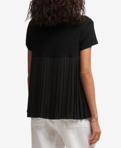 Shop Dkny Pleated-back T-shirt, Created For Macy's In Black