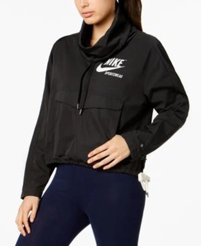 Shop Nike Sportswear Funnel-neck Jacket In Black/white